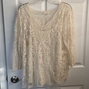 Adiva Cream Floral Lace Top